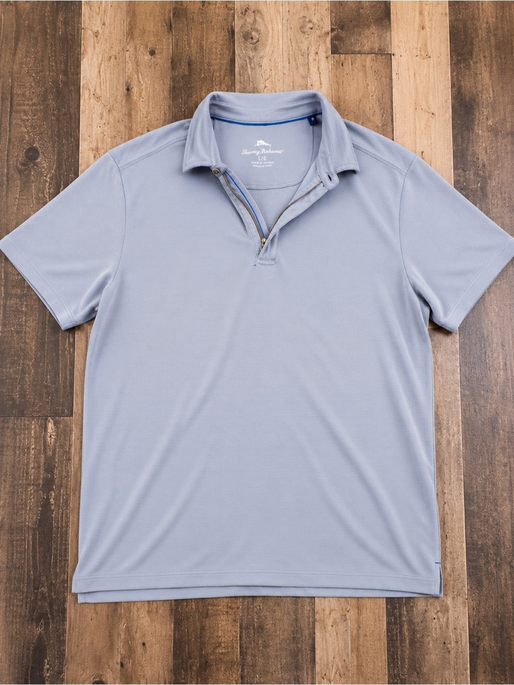 Tommy Bahama Sky Blue Short-Sleeve 1/4 Zip Performance Polo Large